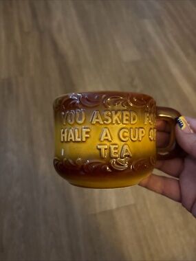 You Asked For Half A Cup Of Tea" Novelty Mug, Retro 1970s Kitsch Gag Gift